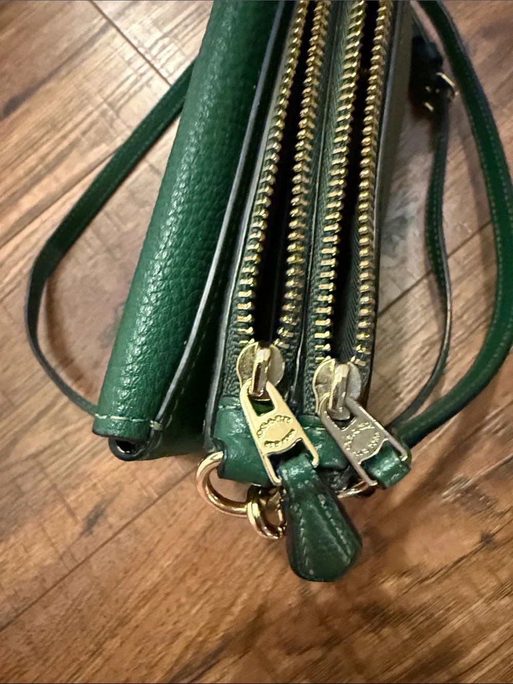 Coach Green Pebbled Leather Crossbody with Gold Snap